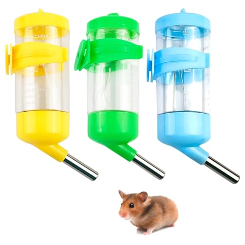 Bohue Hamster-Wasserflaschen aus Kunststoff, zum Aufhängen, für kleine Tiere, automatischer Futterspender für Hamster, Igel, Ratten, 3 Stück von Bohue