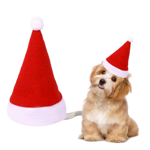 Bohue Weihnachtsmütze für Haustiere, rot, gestrickt, für Hunde und Katzen, modisches Accessoire, Weihnachts-Kopfbedeckung für Haustiere (1) von Bohue