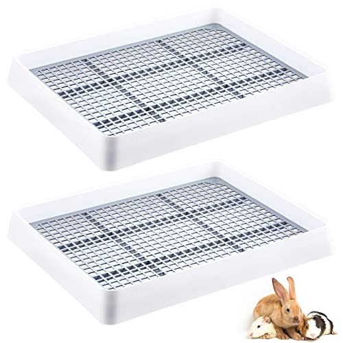 Bokon Große Katzentoilette für Kaninchen, Meerschweinchen, Katzentoilette mit Gitter, Kaninchen, Meerschweinchen, Toilette, Frettchen, Ecktöpfchen, ideal für Ratten, Hamster, kleine Tiere (38,1 x 31,7 von Bokon