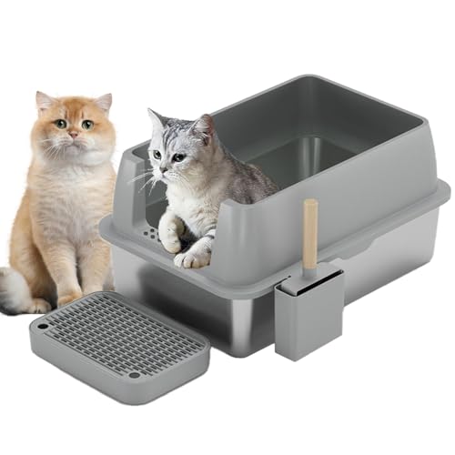 Edelstahl Katzenklo, Extragroße Katzentoilette für große Katzen, XL Offene Edelstahl Katzentoilette, Katzentoilette Edelstahl, Litter Box Katzenklo, Klebt Nicht an Rückständen, Zieht Keine Gerüche an von Bolam