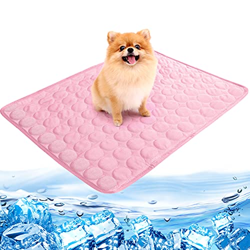 bolukets Kühlmatte Hunde Katzen Groß Kühl Hundematte Bett Ungiftiges Gel Selbstkühlende Kühldecke Kühlkissen Wiederverwendbare Waschbar Kaltgelpad Haustier Matte Hundedecke Eismatte(Rosa，50x40cm) von bolukets