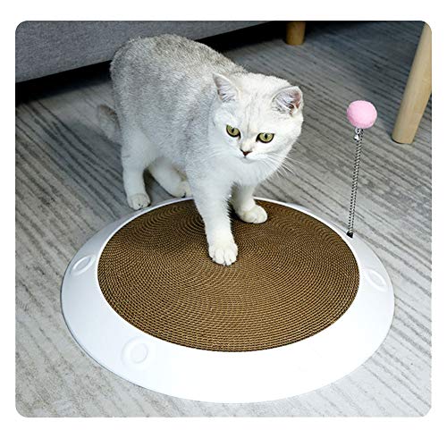 D92DS Katzen Kratzbrett mit Glockenball – Faltbare Kratzmatte & Spielzeug, Rundes Katzenspielzeug Bett aus hochwertigem Wellpappenpapier, 45 x 45 x 43 cm von Bolwins