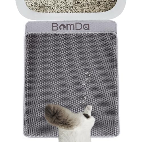 BomDa Katzenklo Matte, Katzenstreu Unterleger Waben Design Katzenklo Vorleger wasserdichte Doppelte Schichte Entwurf Bienenwabe Matte (58x43cm(Model 2)) von BomDa