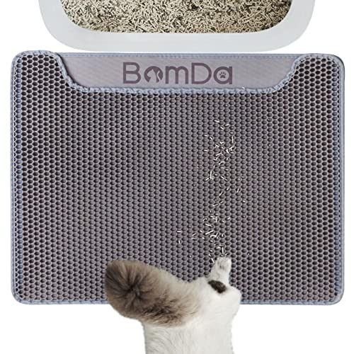 BomDa Katzenklo Matte, Katzenstreu Unterleger Waben Design Katzenklo Vorleger wasserdichte Doppelte Schichte Entwurf Bienenwabe Matte (58x43cm) von BomDa