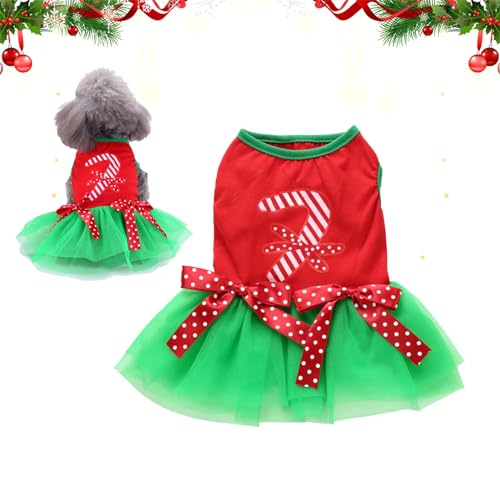 Haustier Weihnachten Kleid, Hundekleid Welpenrock Weihnachtskleidu ng für Haustiere Hundekleid welpen Luxusrock für Teddy Schnauzer Chihuahua Kleine Mittelgroße Hunde und Katzen, L von BomDog