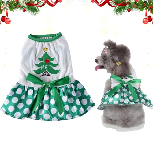 Haustier Weihnachten Kleid, Hundekleid Welpenrock Weihnachtskleidu ng für Haustiere Hundekleid welpen Luxusrock für Teddy Schnauzer Chihuahua Kleine Mittelgroße Hunde und Katzen (Christmas Trees, M) von BomDog