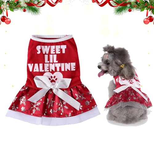 Haustier Weihnachten Kleid, Hundekleid Welpenrock Weihnachtskleidu ng für Haustiere Hundekleid welpen Luxusrock für Teddy Schnauzer Chihuahua Kleine Mittelgroße Hunde und Katzen (Snowflakes, L) von BomDog