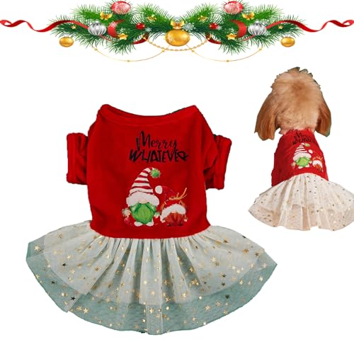 Hundekleid Welpenrock,Weihnachten Urlaub Kleid für Hunde und Katzen Haustier Kleid Weihnachten Kleid Chihuahua Kleidung Weihnachten Katzen Tutu Weihnachtskleidung für Hunde(Rudolph, M) von BomDog