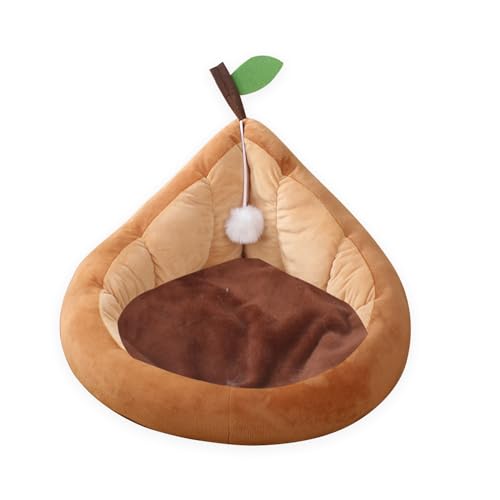 Katzenbetten, Haustierbett Schöne katzenbett Tierbett Avocado-Hundekatzenbett Katzenhöhle Süßes rutschfeste Unterseite Haustierbett für Katzen Welpen für alle Jahreszeiten (L-58x32cm, Braun) von BomDog