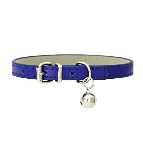 Hundehalsband, Verstellbar Hundehalsband mit Glock, Halsband mit Gepolstert und Echtes Leder für Welpen Kleine Hunde (Dunkelblau) von Bomclap