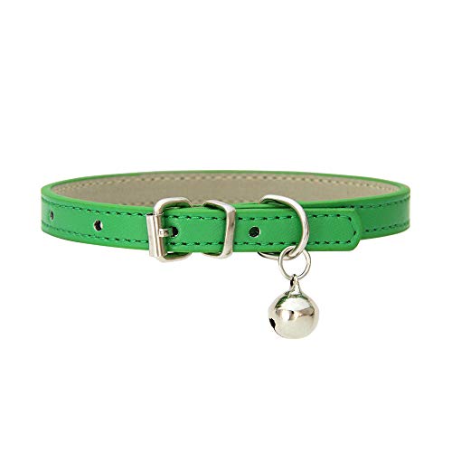 Hundehalsband, Verstellbar Hundehalsband mit Glock, Halsband mit Gepolstert und Echtes Leder für Welpen Kleine Hunde (Grün) von Bomclap