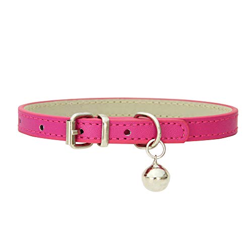 Hundehalsband, Verstellbar Hundehalsband mit Glock, Halsband mit Gepolstert und Echtes Leder für Welpen Kleine Hunde (Rose) von Bomclap