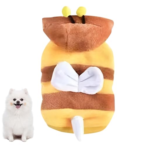 Bomefoi Bienenkostüm für Hunde,Hundebienenkostüm,Süße Biene weiche Haustierkleidung - Cosplay-Kostüm, Winter-Katzen-Outfit, Wiederverwendbare lustige Haustier-Kapuzenpullover für Geburtstage, von Bomefoi