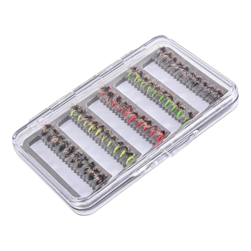 Bomefoi Fly Fishing Lures, Fly Fishing Bait - 50x künstliche Fischköder mit Aufbewahrungsbox - Fly Hook, tragbare Forellen -Jig für Männer, Accessoires im Freien Aktivitäten im Freien von Bomefoi