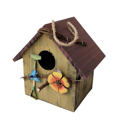 Bomefoi Vogelhäuser Aus Holz, Holz Deko Vogelhaus, Handbemalter Vogelnistkasten, Vogelvilla Für Garten, Hängendes Vogelhaus Für, Gartenvogelhauszimmer, Vogelnistkasten Im Freien von Bomefoi