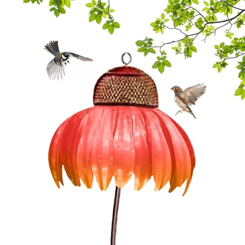 Blumen-Vogelhäuschen | Dekoration Für Vogelhäuschen Im Freien | Sonnenhut-Kolibri-Feeder | Vogelfutterspender Im Sonnenhut-Design - Vogelfutterspender Für Gartendekoration Und Kolibri-Futtersp von BommFu