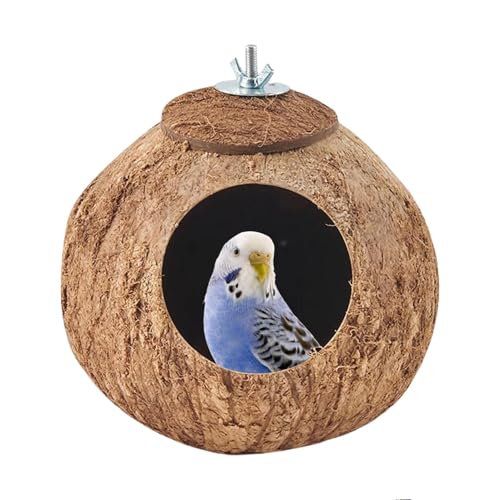 BommFu Coco Nest Hütte, Coco Husk Bird Hut - Vogelkäfig Rasting House Coco Shell - HaustierZuchthütte Innen im Freien Dekorative Lovebirds Lebensraum für Wohnzimmer, Balkon von BommFu