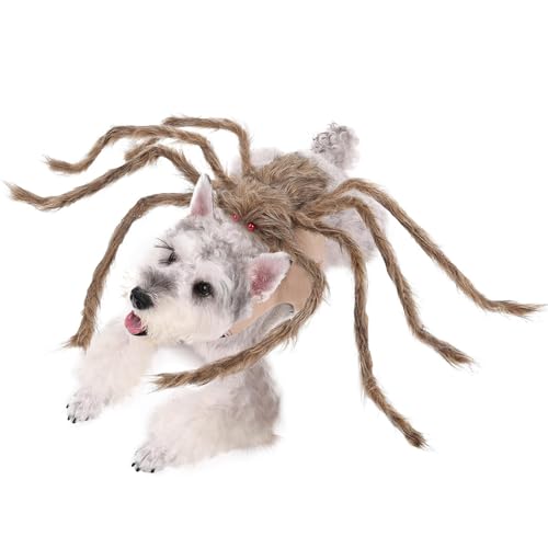 Hunde-Halloween-Kostüme Spinne, Spinnen-Outfit für Hund | Pelzige Riesen-Simulationsspinnen-Haustier-Outfits | Verstellbares Halloween-Haustierkostüm für Hunde und Katzen, Verkleidungszubehör von BommFu