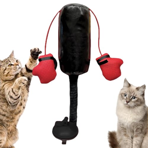 BommFu Interaktives Katzenspielzeug Mit Boxsack | Interaktives Spielzeug Für Katzen | Lustiges Boxing Kätzchenspielzeug Mit Handschuhen | 2024 Neues Kätzchen Boxsack Spielzeug - Für Katzen Zubehör von BommFu