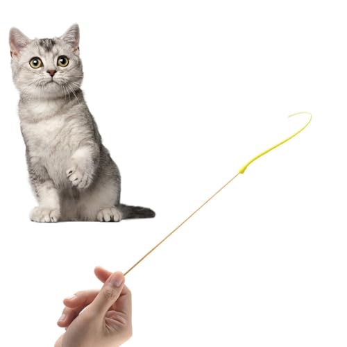 Interaktives Katzenspielzeug mit Mäuseschwanz, Katzen-Teaser-Stick - Katzenspielzeugstab Silikon Teaser Mäuseschwanz Zauberstab,Silikon-Katzenstab, Mäuseschwanz, Katzenspielzeug für mittelgroße von BommFu