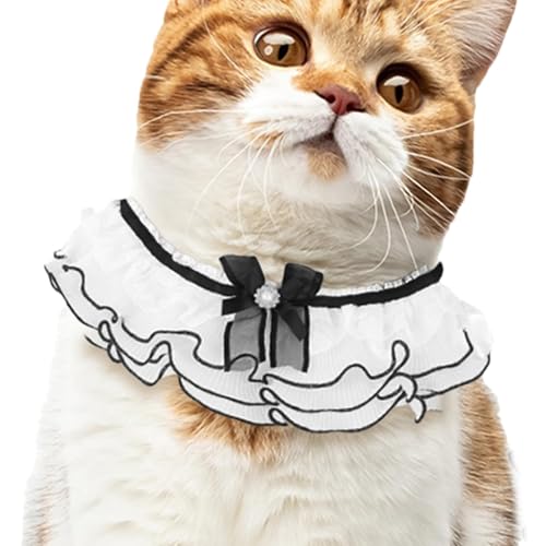 BommFu Katzen-Bandana-Lätzchen, Hunde-Speichel-Lätzchen | Elegantes Haustier-Spitzen-Bandana | Saugfähiges Speicheltuch, stilvolles Haustier-Welpen-Schleifen-Halstuch, Hunde-Lätzchen-Schal für Katzen, von BommFu