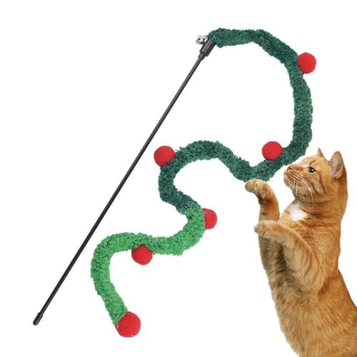 BommFu Katzen-Stäbchen-Spielzeug, Katzen-Stäbchen-Spielzeug für Hauskatzen,Interaktives Weihnachtsspielzeug für Haustiere | Attraktive, Plüsch-Katzenfänger-Spielzeug für Kätzchen, von BommFu