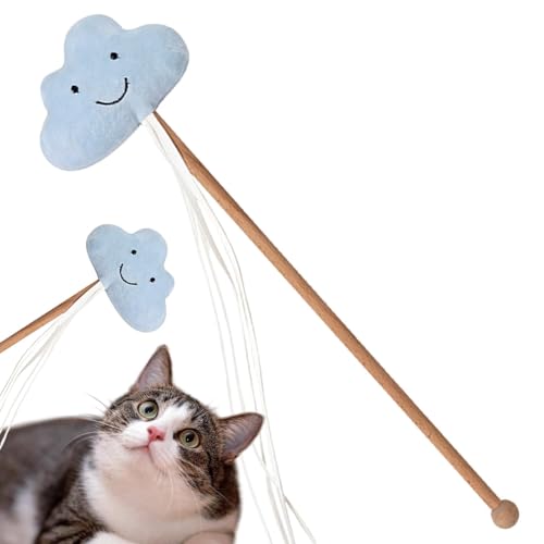 BommFu Katzen-Teaser Spielzeug | Lustiger Kätzchen-Katzen-Teaser | Interaktives Katzenangel | Stern-Mond-Wolke-Kätzchenspielzeug - Plüschtier Für Katzenbeschäftigung von BommFu