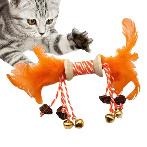 BommFu Katzenzahnreinigungsspielzeug, Katzenminze-Kauspielzeug für Katzen, Kauspielzeug für Katzen im Innenbereich, Mit Bell Indoor Kittens Bunte Federn Spielzeug Interaktiv, verschleißfest, bissfest von BommFu