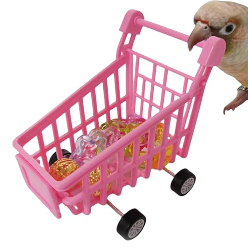 BommFu Papageien-Puzzlespielzeug, Einkaufswagen für Vögel | Parakeet Intelligence Supermarkt-Einkaufswagen - Winziger Einkaufswagen, Trolley, Vogel, Papagei, Haustier, Intelligenztraining, Handwagen, von BommFu