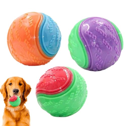 BommFu Trainingsball Für Hunde | Spielzeug Für Hunde 3Stk | Quietschender Hundeball | Hundespielzeug Zähneputzen Welpe Kauspielzeug Haustier Training Ball Hund Interaktive Hund Ball von BommFu