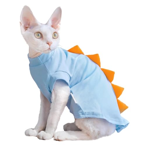 Bonaweite Sphynx Haarlose Katzenkleidung, niedliches Dinosaurier-Design, Katzenkleidung nur für Katzen, atmungsaktive Kätzchen-Weste, Devon Rex-Geschenke, Katzenkostüm für alle Jahreszeiten, lustige von Bonaweite