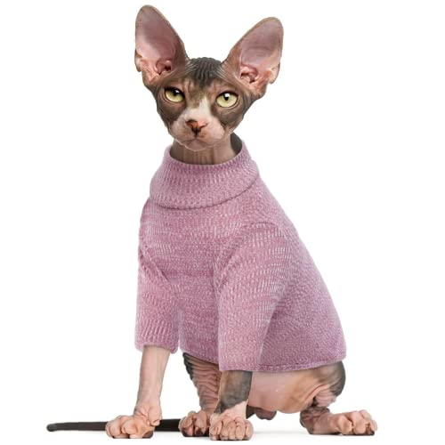 Bonaweite Sphynx Katzenbekleidung, Katzenpullover nur für Katzen, Rollkragen Sphynx Katzenpullover, Katzenkleidung nur für Katzen, Svinx haarlose Katzen-T-Shirts Kätzchen Kleidung Onesie XS-2XL von Bonaweite