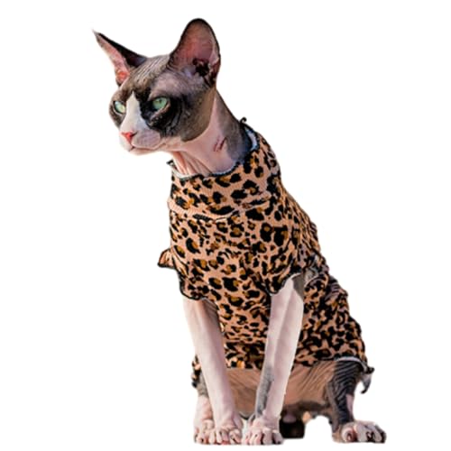 Bonaweite Sphynx Katzenkleidung, niedliches Leopardenmuster, Katzenhemden nur für Katzen, atmungsaktiv, für den täglichen Gebrauch, Kleidung für Devon Rex, haarlose Katze, Sommerweste, von Bonaweite