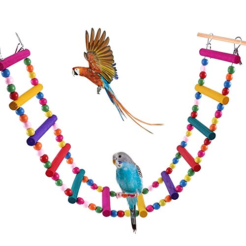 bonaweite Bird Parrot Toys, Naturals Seil Colorful Schritt, Leiter Swing für Haustier trainieren Spielen, flexible Vögel Käfig Zubehör Dekoration für Sittiche Nymphensittiche Sittiche, Standard, 9 von Bonaweite