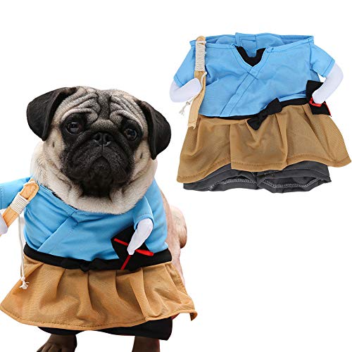 Bonbela Hundekleidung, Lustiges Samurai-Haustierkostüm, Halloween-Party, Cosplay-Kleidung, Zum Anziehen für Hunde und Katzen (L) von Bonbela