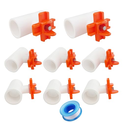 Bonchoice DIY NonLeak Horizontale Seitenmontage Erwachsene Hühnernippel Tränke Bewässerungsautomat Geflügelnippel Kit Hühnerbewässerungssystem (Orange, 8) von Bonchoice