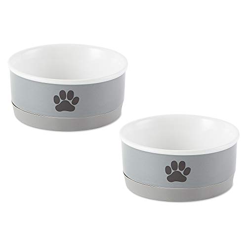 Bone Dry Ceramic Pet Collection, kleines Napf-Set, graue Pfote, 2 Stück von Bone Dry