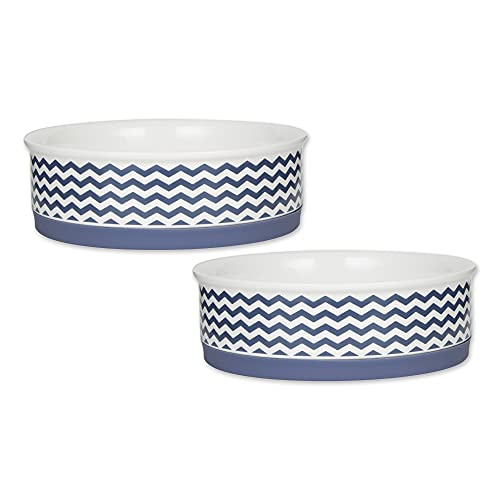 Bone Dry Ceramic Pet Collection Chevron, großes Set, 7,5 x 2,4, französisches Blau, 2-teilig von Bone Dry