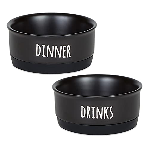 Bone Dry Ceramic Pet Collection Dinner-, Getränke- und Dessert-Set, klein, 4,25 x 2, schwarz, 2 Stück von Bone Dry