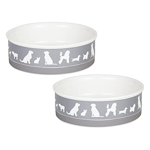 Bone Dry Ceramic Pet Silhouette Collection, großes Set, 19,1 x 6,1 cm, Grau, 2 Stück von Bone Dry