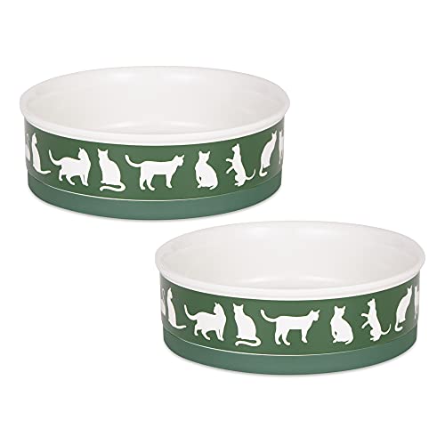 Bone Dry Ceramic Pet Silhouette Collection, großes Set, 19,1 x 6,1 cm, Jägergrün, 2 Stück von Bone Dry