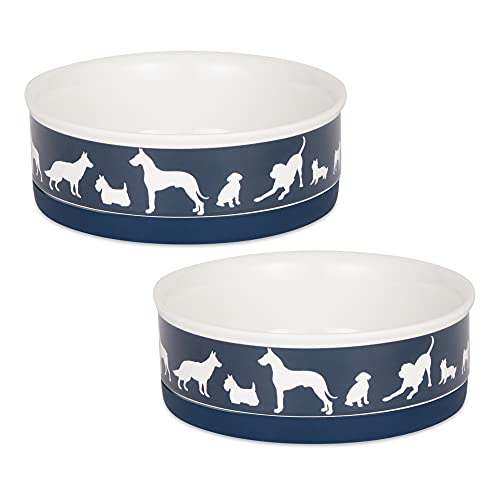 Bone Dry Ceramic Pet Silhouette Collection, mittelgroßes Set, 15,2 x 5,1 cm, Marineblau, Hundeshow, 2-teilig von Bone Dry