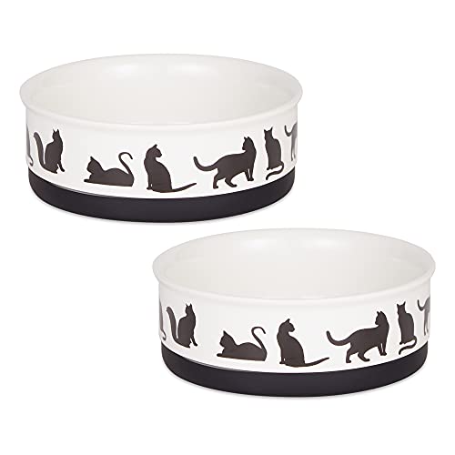 Bone Dry Ceramic Pet Silhouette Collection, mittelgroßes Set, 15,2 x 5,1 cm, Schwarz/Weiß, 2 Stück von Bone Dry