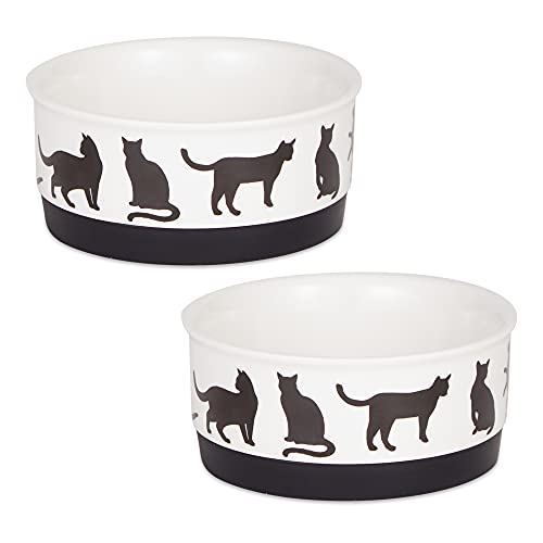 Bone Dry Ceramic Pet Silhouette Collection, kleines Set, 4,25 x 2, Schwarz/Weiß, 2 Stück von Bone Dry