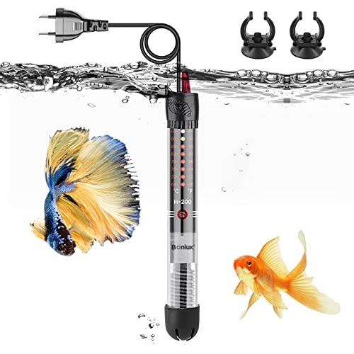 Bonlux Aquarium Heizung 100W, Einstellbare Temperatur Aquarien Fischtankheizung Automatische Heizstock Konstanter Temperatur mit EU-Stecker Bis zu 120L (1 Stück) von Bonlux