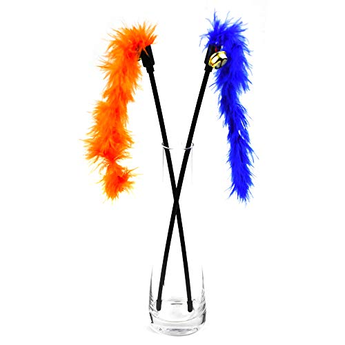 Interaktive Katze Spielzeug Zufällige Farbe Premium Pet Interaktives Spielzeug Bunte Türkei Federn Necken Katze Stick Dropship von Bontannd