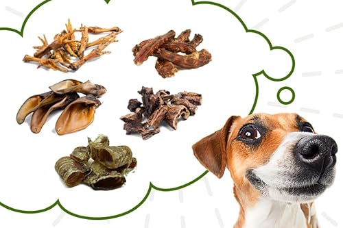 Bonya Smile rinderlunge für Hunde leckerli rinderohren getrocknet kaninchenohren rinderkopfhaut hühnerfüße Huhn (5 Mix Pack) von Bonya Smile