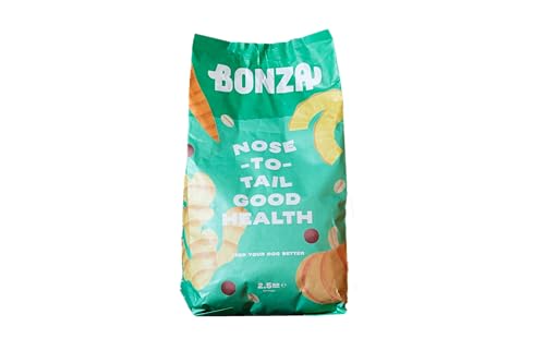 Bonza Veganes Hundefutter Trocken mit DHAgold, Kokosöl, Prä-& Probiotika und Omega-3 - Allergikerfreundlich Umweltfreundlich Hypoallergenes Hundefutter für Optimale Hundegesundheit - 2.5 kg von Bonza