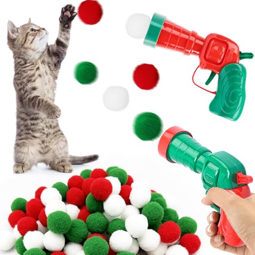 Katzenspielzeug Bälle,30 Katzen Ball 2Launcher Plush Ball Interaktives Katzenspielzeug Weihnachten Katze Set Plüschball Ballwerfer Katzenball Cat Toys Katzen Zubehör Spielzeug Indoor Haustier Katzen von Booaee