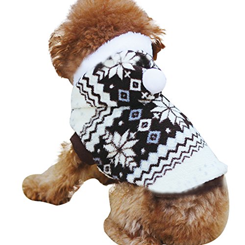 Boodtag Haustier Hund Coral Fleece Mantel mit Kapuze Weste Kleider Winter Dick Warm Pullover Jacke Kleidung Hundemantel Kapuzenmantel von Boodtag